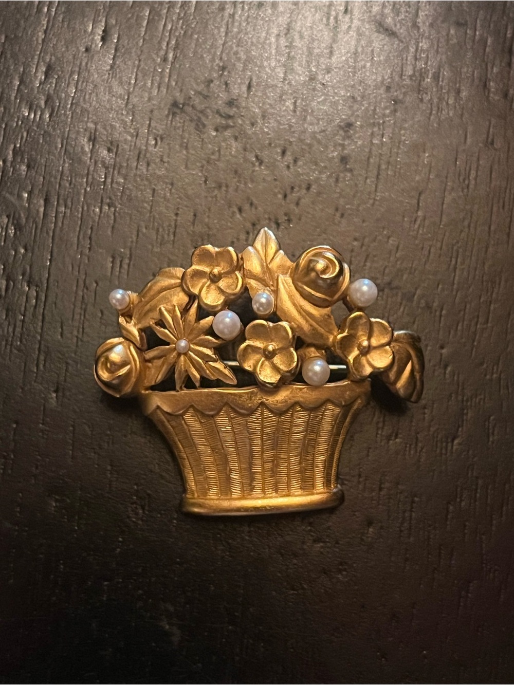 Carolee Gold-tone Floral Basket Brooch